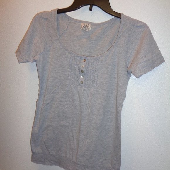 Eyelash Couture Gray Short Sleeve Top L - Picture 4 of 9